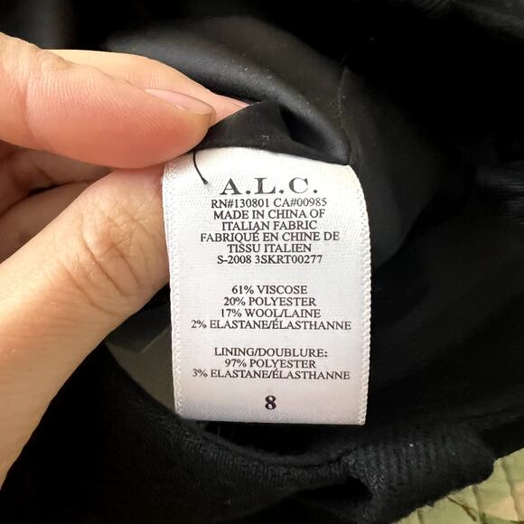 a.l.c. holmes skirt black gold buttons Size 8 viscose C3 - Picture 7 of 7